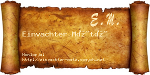 Einvachter Máté névjegykártya