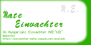 mate einvachter business card